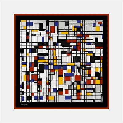 Rasyonel Desen İpek Twill Eşarp