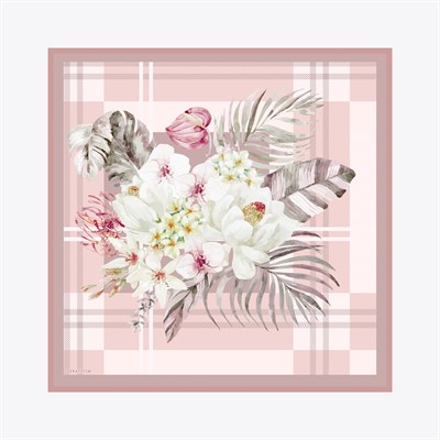 Roseplaid Desen İpek Twill Eşarp