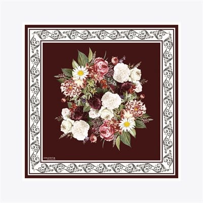 Saray Çiçek Desen Exclusive İpek Twill Eşarp