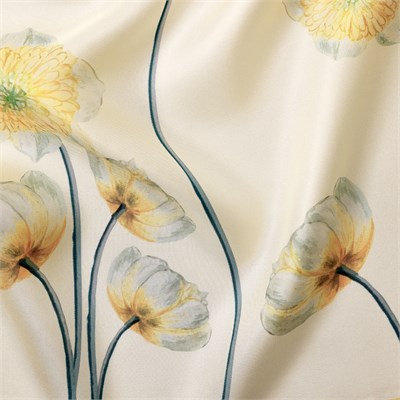 Sıra Çiçek Desen İpek Twill Eşarp