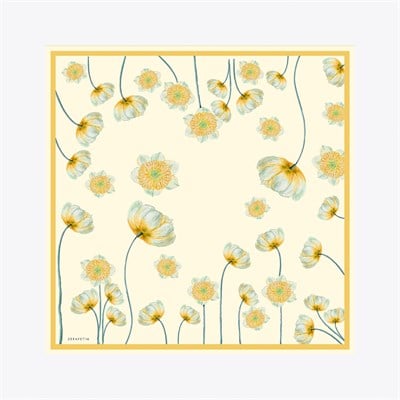 Sıra Çiçek Desen İpek Twill Eşarp