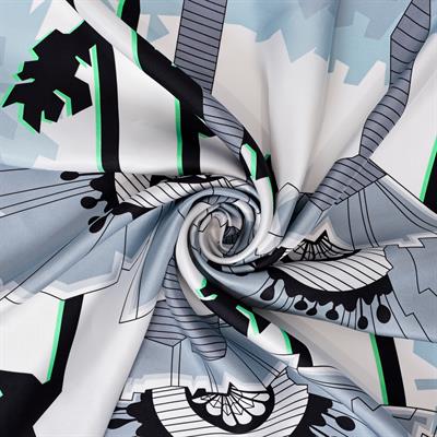 Triples Desen İpek Twill Eşarp