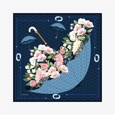 Umbrella Desen İpek Twill Eşarp