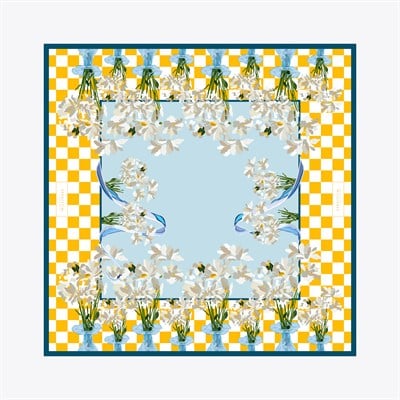 Vase Desen Exclusive İpek Twill Eşarp