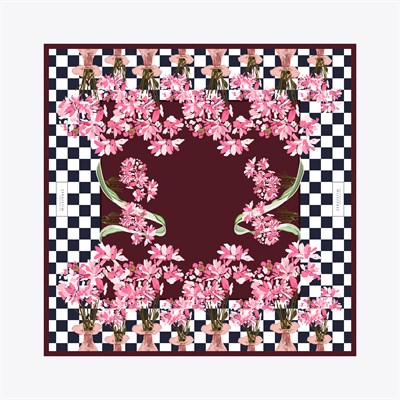 Vase Desen Exclusive İpek Twill Eşarp