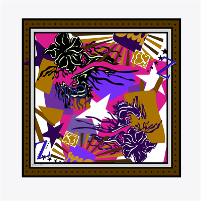 Yıldız Koleksiyon Desen İpek Twill Eşarp