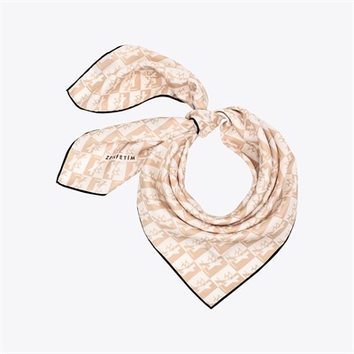 Zrf Monogram Desen İpek Twill Eşarp