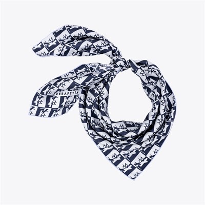 Zrf Monogram Desen İpek Twill Eşarp