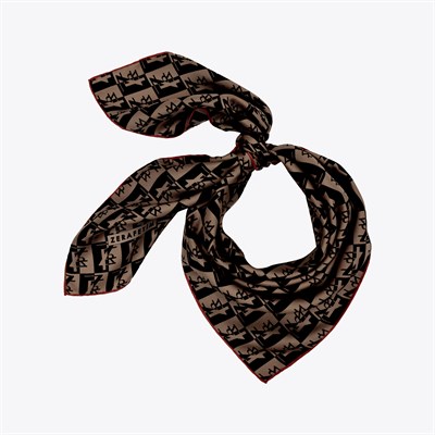 Zrf Monogram Desen İpek Twill Eşarp