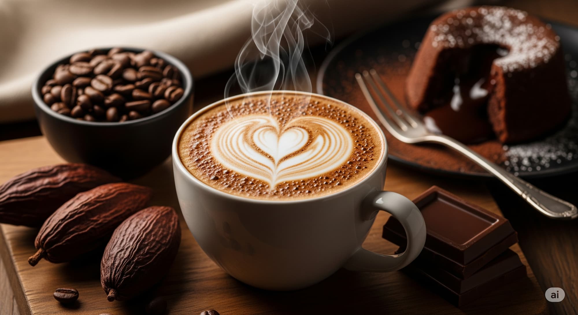 Kahve ve çikolata ikilisinin uyumu, latte, kakao ve çikolata lezzeti