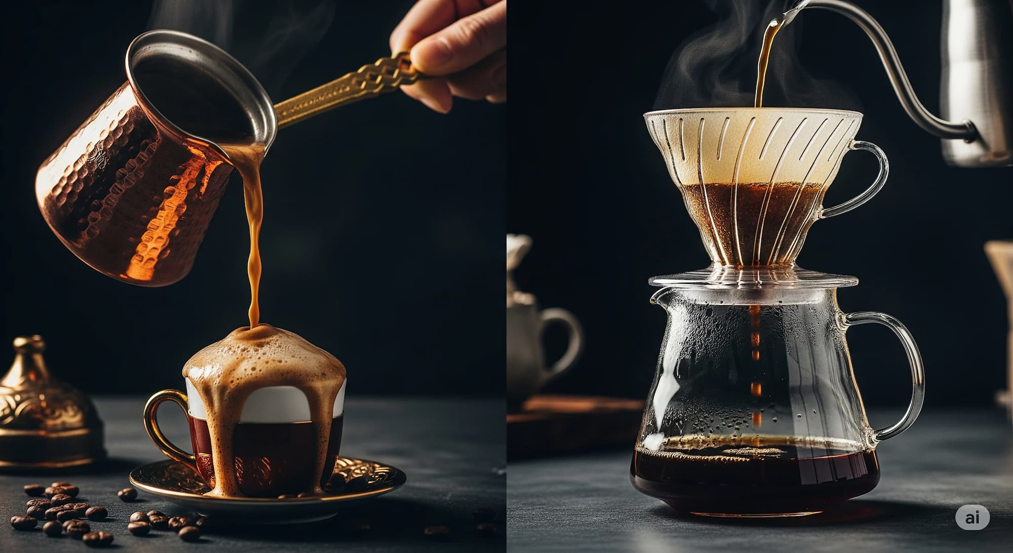 Türk kahvesi mi filtre kahve mi, cezvede Türk kahvesi ve pour over filtre