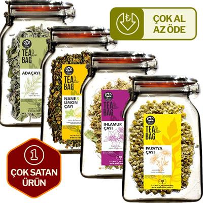 Bitki Çayı Tanışma Seti Adaçayı, Ihlamur, Papatya, Nane Limon 4lü