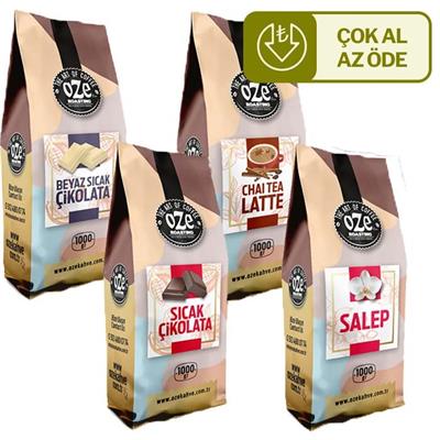 Kış Seti Sıcak Çikolata, Beyaz Sıcak Çikolata, Chai Tea Latte, Salep 4'lü 1000G