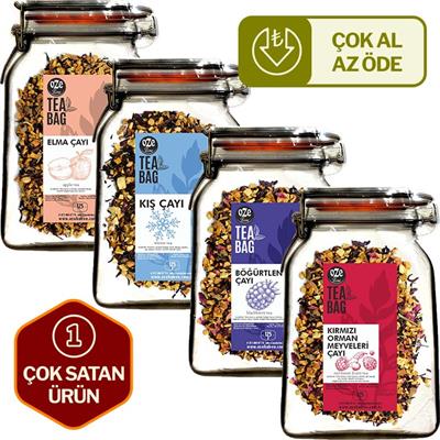 Meyve Çayı Tanışma Seti Kış, Elma, Kırmızı Orman Meyveleri, Böğürtlen Çayı 4lü 125G