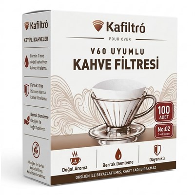 Hario V60-02 Uyumlu Beyaz Kahve Filtresi Kağıdı 100 Adet