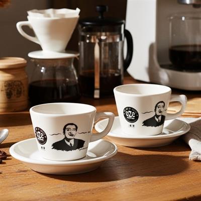 Oze® Collection Porselen Kahve Fincanı (Tabaklı) - 2li Set