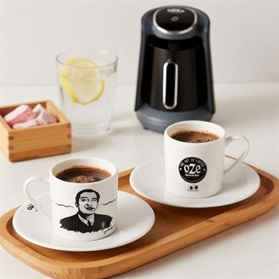 Oze® Collection Porselen Türk Kahvesi Fincanı (Tabaklı) - 2li Set