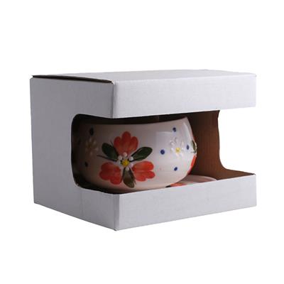 Oze Tabaklı Seramik Fincan 2li Set – No: 24 Kırmızı Çiçekli Tasarım  