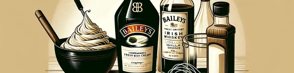 Baileys yapımında kullanılan Irish whiskey, vanilya ve krema illüstrasyonu
