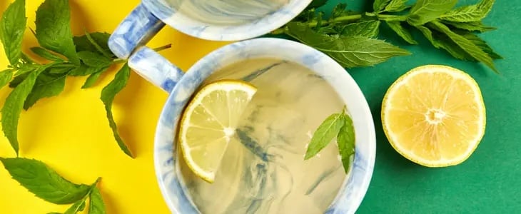 Evde yapılabilecek sıcak içecek tariflerinden limonlu naneli çay