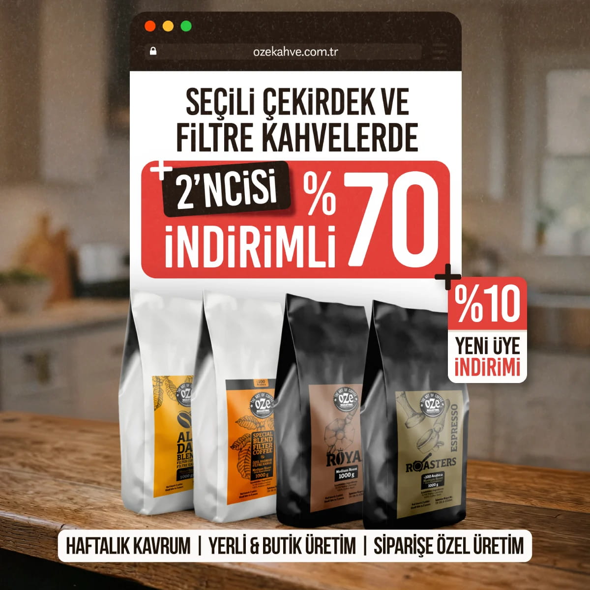 Oze Kahve Nisan kampanyası, seçili filtre ve espresso kahvelerde 2'ncisi yüzde 70 indirim