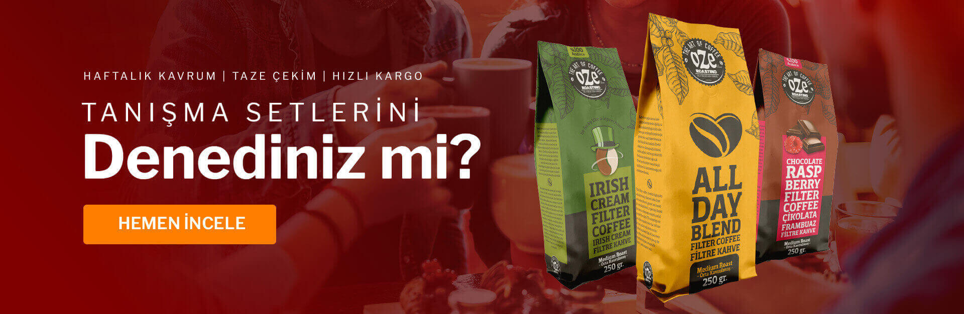 oze kahve tanisma setleri espresso kahveler, filtre kahveler, çaylar ve toz ürünler