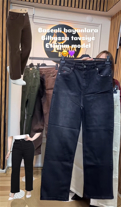 Bol Paça Yüksek Bel Denim Pantolon