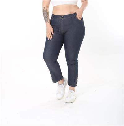 Düğme Detaylı Likralı Kot Pantolon-LACİVERT