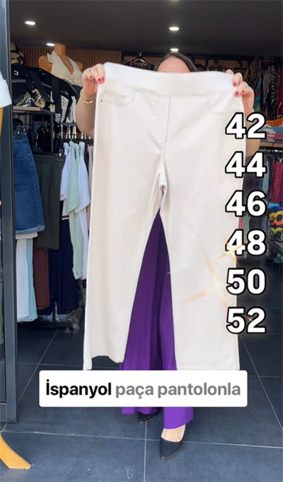 İspanyol Paça Cotton Kumaş Pantolon-TAŞ