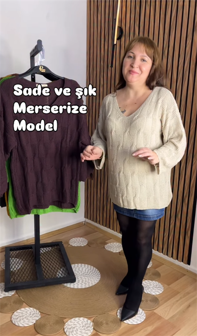 Merserize Desenli Bluz