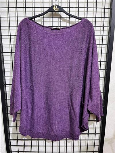 Önden Oval Kesim Yün Salaş Bluz