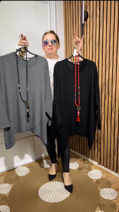 Organik Pamuk Önden Dikişli Asimetrik Bluz 