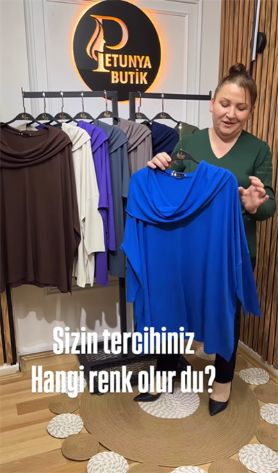 Organik Pamuk Şal Yaka Salaş Bluz