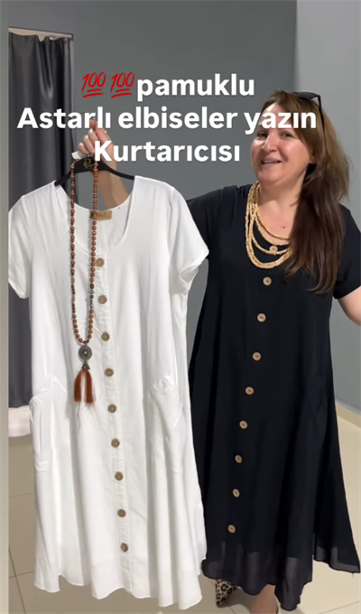 Pamuklu Astarlı Cepli Elbise