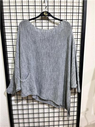 Yandan Asimetrik Cepli Yün Bluz