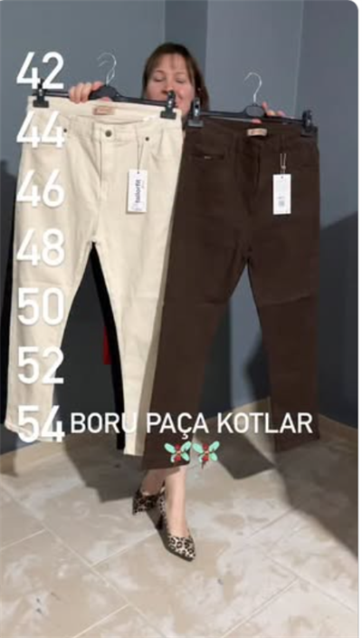 Yüksek Bel Likralı Pantolon - KAHVE