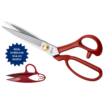 Pin-1094 Kırmızı Saplı Paslanmaz Çelik Terzi Makası – 9″ (24 cm) | PIN-9