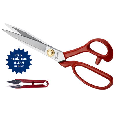 Pin-1104 Kırmızı Saplı Paslanmaz Çelik Terzi Makası – 10″ (26 cm) | PIN-10