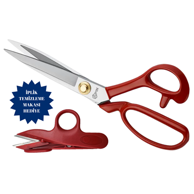 Pin-1114 Kırmızı Saplı Paslanmaz Çelik Terzi Makası – 11″ (28 cm) | PIN-11