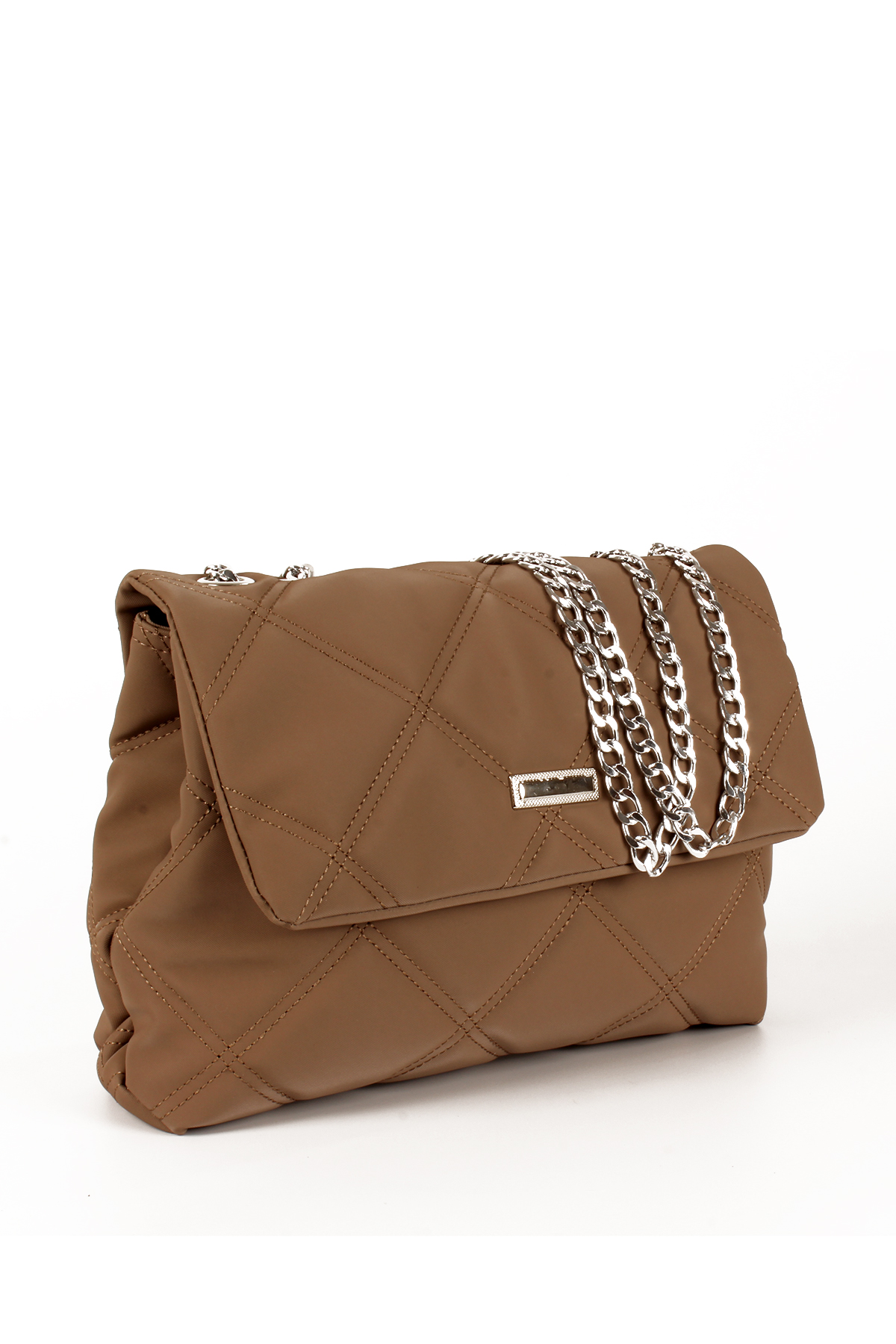 LWE1734-SyhTalhaLuwwe Bag'sKadın Çift Bölmeli Zincir Askılı Yumuşak Saten Dokulu Kapitoneli Nakışlı Orta Boy Omuz Çantası (1734)