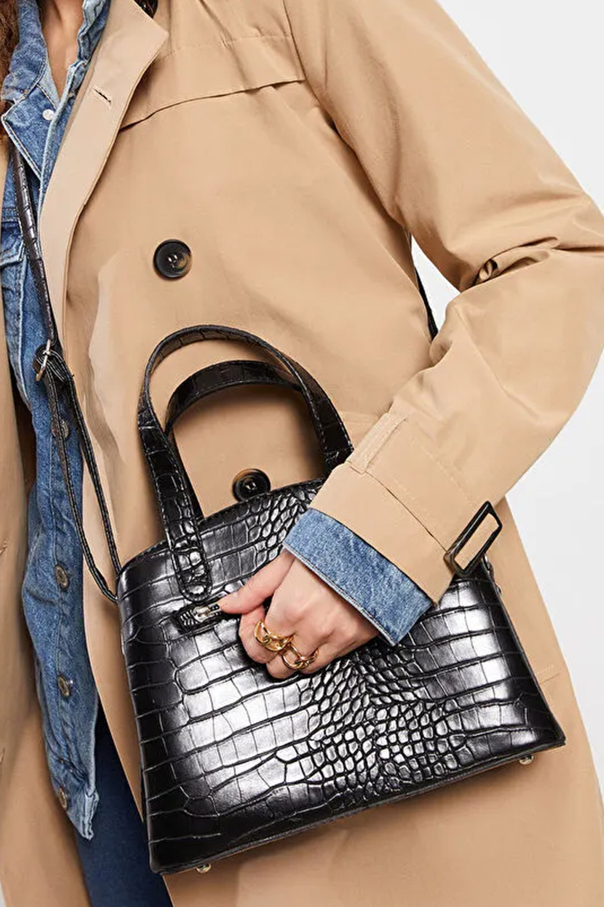 LWE10668-SyhTalhaLuwwe Bag'sKadın Deri Görünümlü Kroka Desenli Üç Bölmeli Kol ve Omuz Çantası (10668)