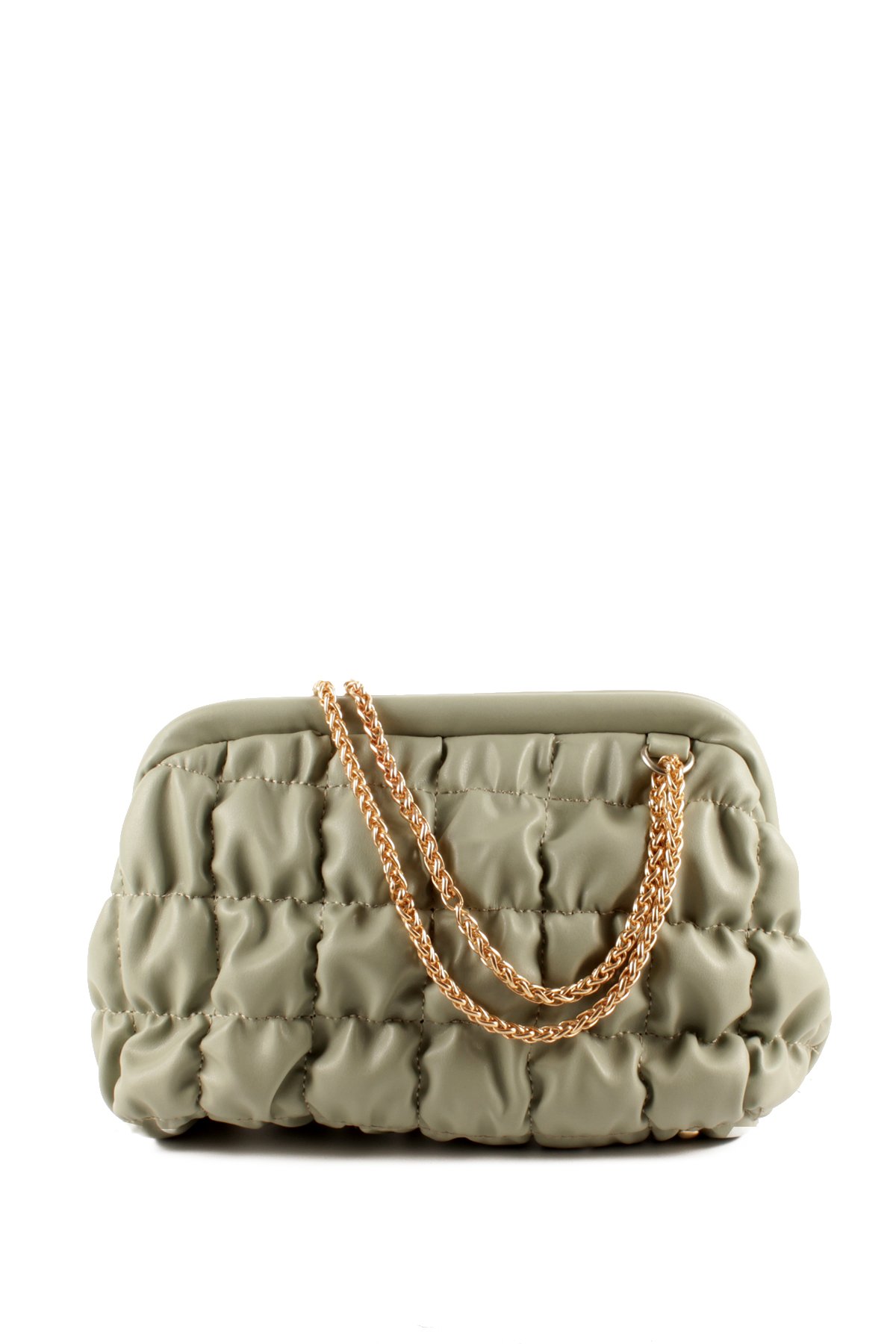 LWE10759-MintYTalhaLuwwe Bag'sKadın Kalın Zincir Askılı Burslu Kırışık Kapitoneli Omuz ve Abiye Çanta (10759)