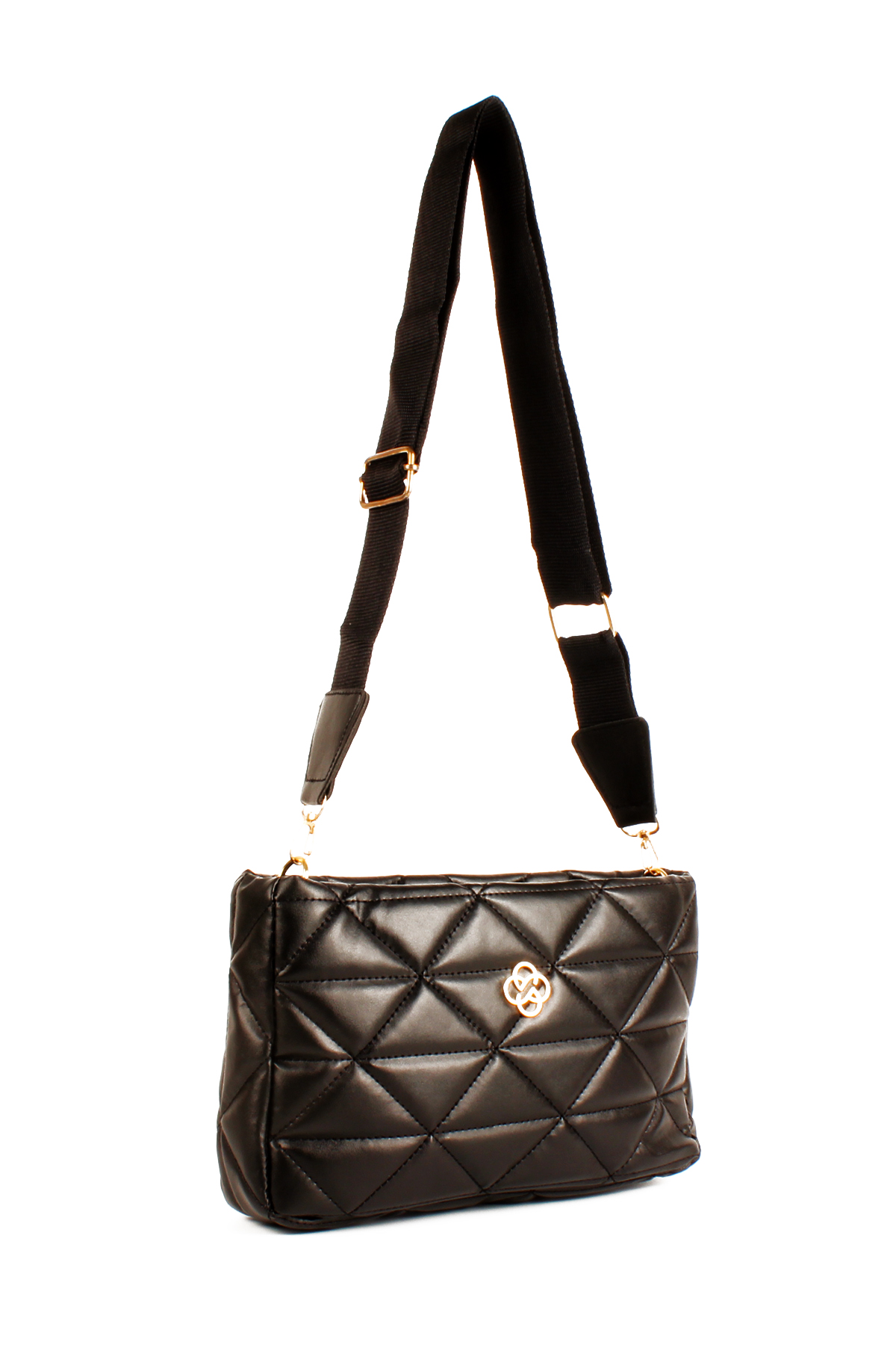 LWE20732-SyhTalhaLuwwe Bag'sKadın Kolon Askılı Kapitoneli Nakışlı Yonca Detaylı Omuz Çantası (20732)