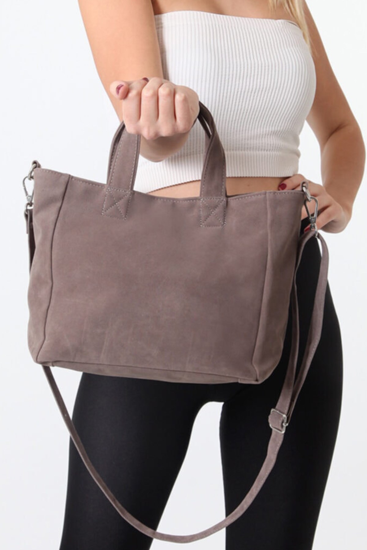 LWE10517-VzTalhaLuwwe Bag'sKadın Süet İç Astarlı Çıtçıt Kapamalı Lüx El ve Omuz Çantası (10517)