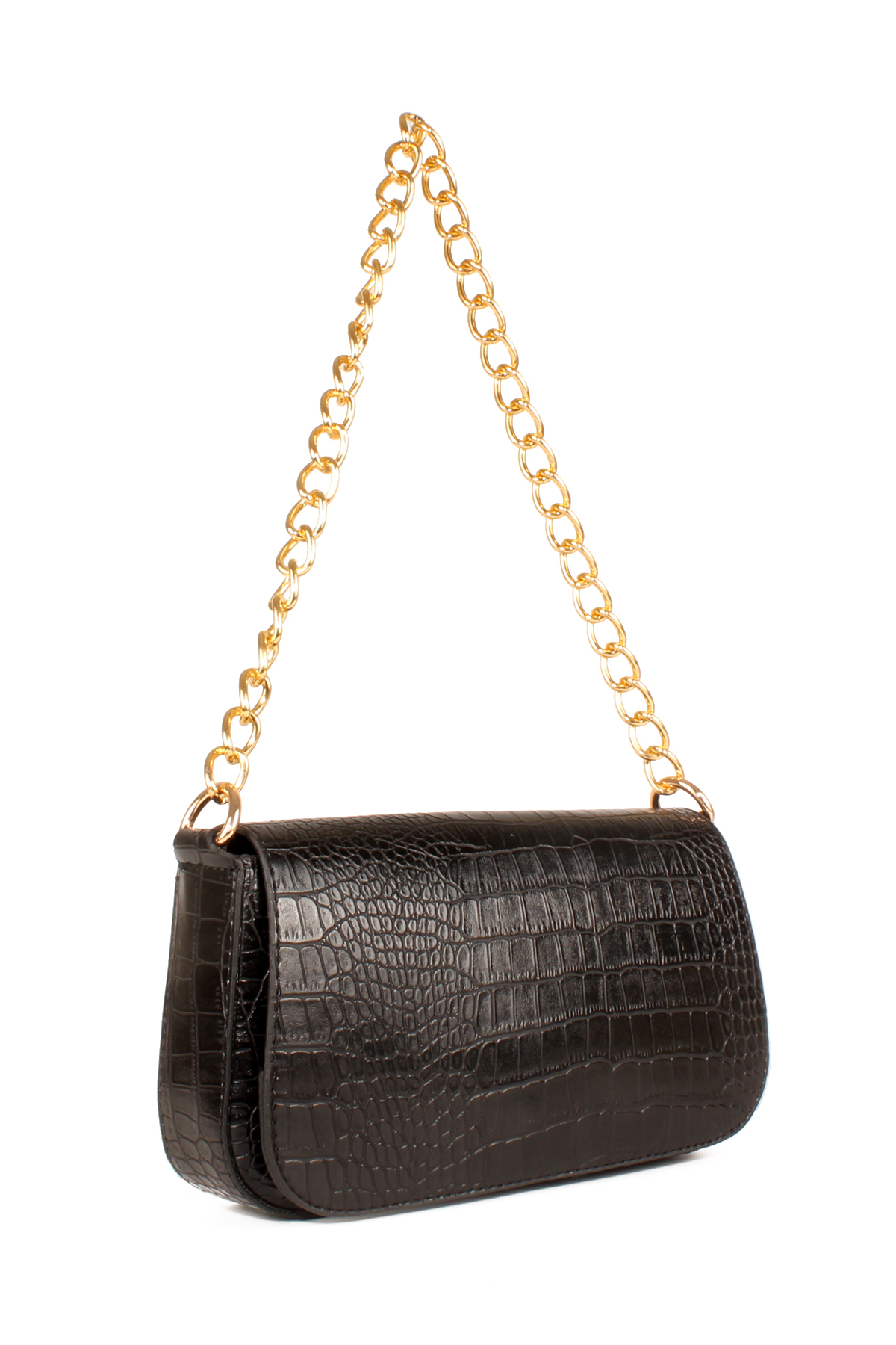 LWE10643-SyhTalhaLuwwe Bag'sKadın Tİmsah Desenli Kalın Zincir Askılı Lux Bageutte&Omuz Çantası (10643)