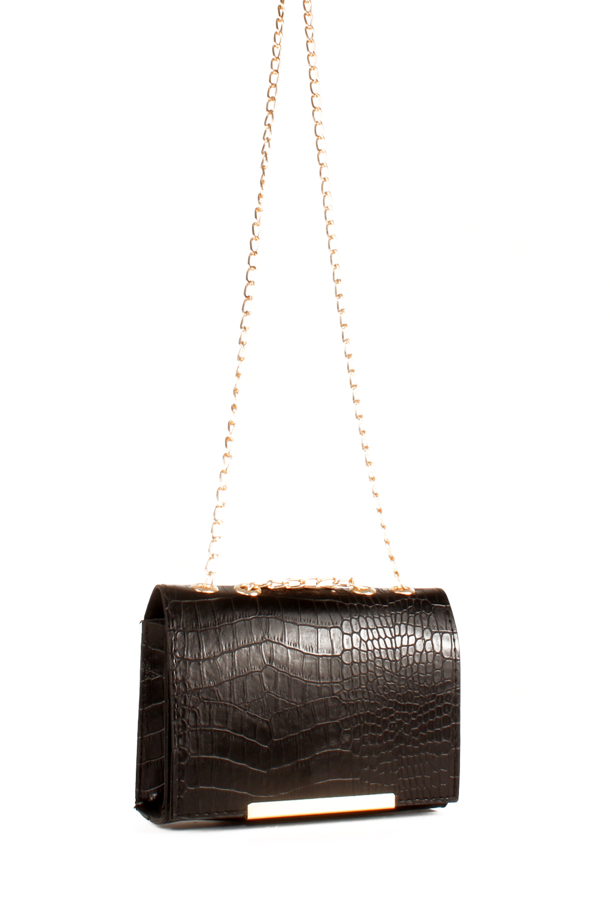 LWE20647-SyhTalhaLuwwe Bag'sKadın Timsah Desenli Kapaklı Zincir Askılı Omuz Çantası (20647)