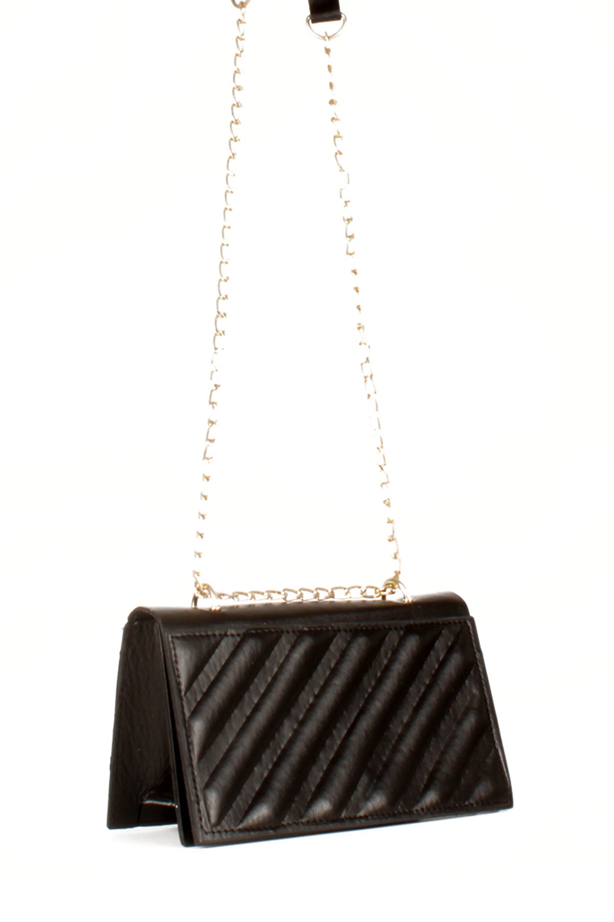 LWE20536-STalhaLuwwe Bag'sKadın Yarı Zincir Askılı Şerit Detaylı Omuz Çantası (20536)