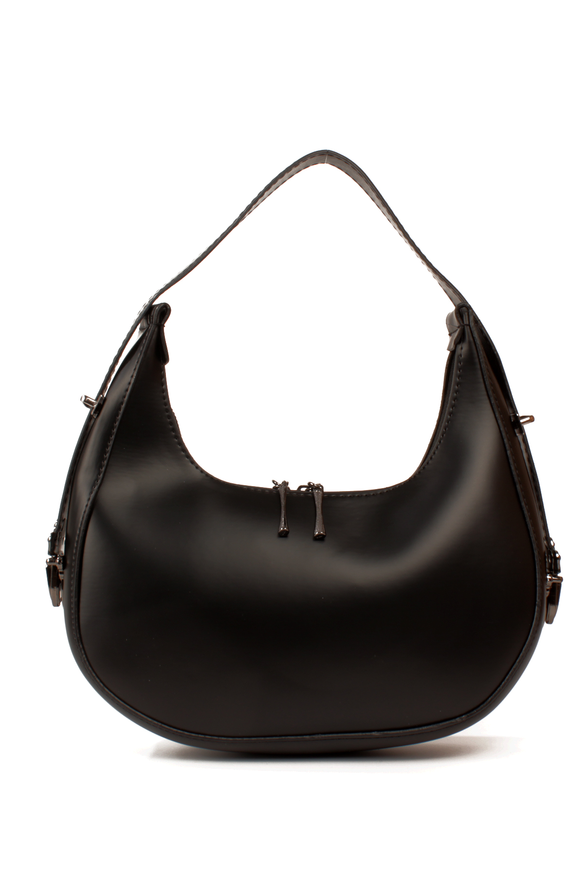 LWE10818-SyhTalhaLuwwe Bag'sKadın Yumuşak Doku Ayarlı Kemer Askılı Fermuar Kapama Kararmaz Aksesuarlı Baget Omuz Çantası (10818)