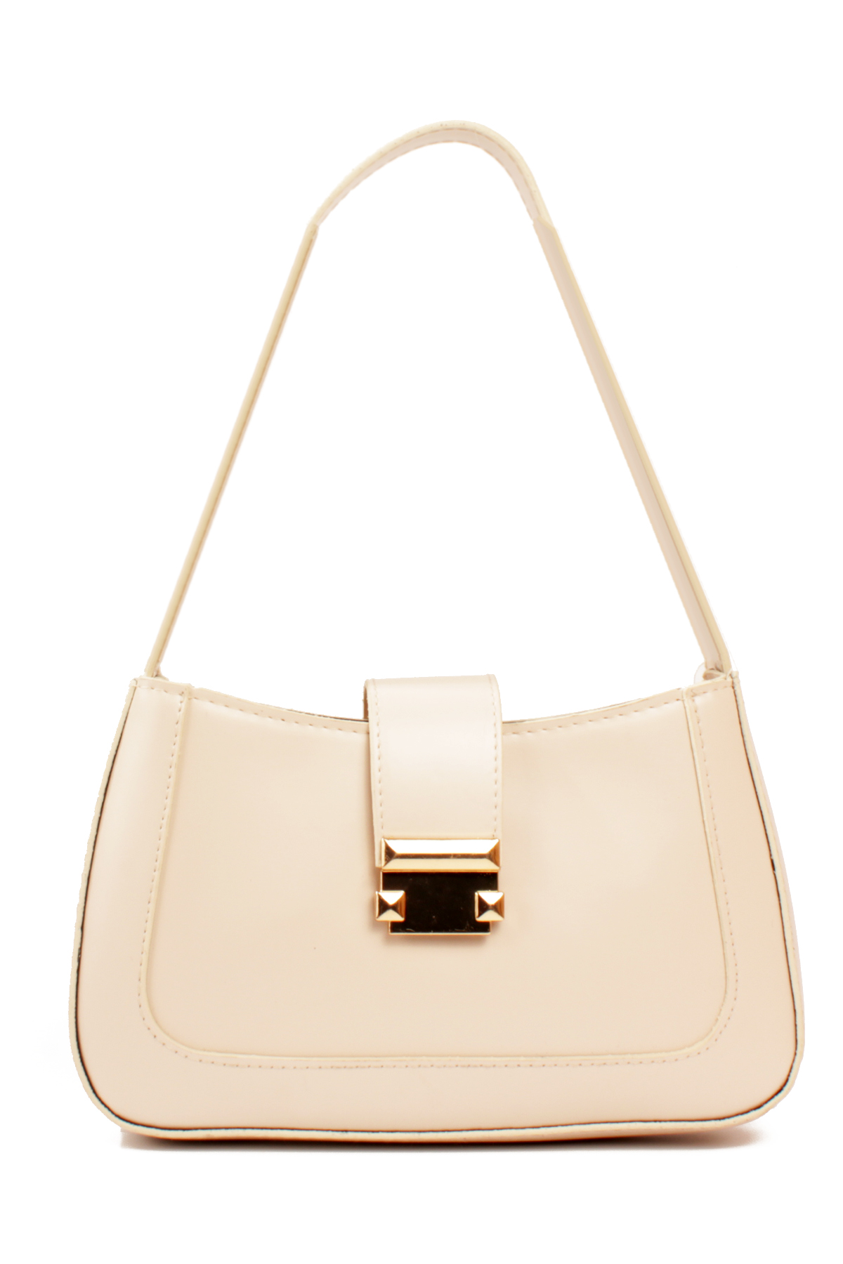 LWE1811-SyhTalhaLuwwe Bag'sKadın Yumuşak Doku Kemer Kapak Detayı Fermuarlı Kapama Kararmaz Aksesuarlı Baget Omuz Çantası (1811)