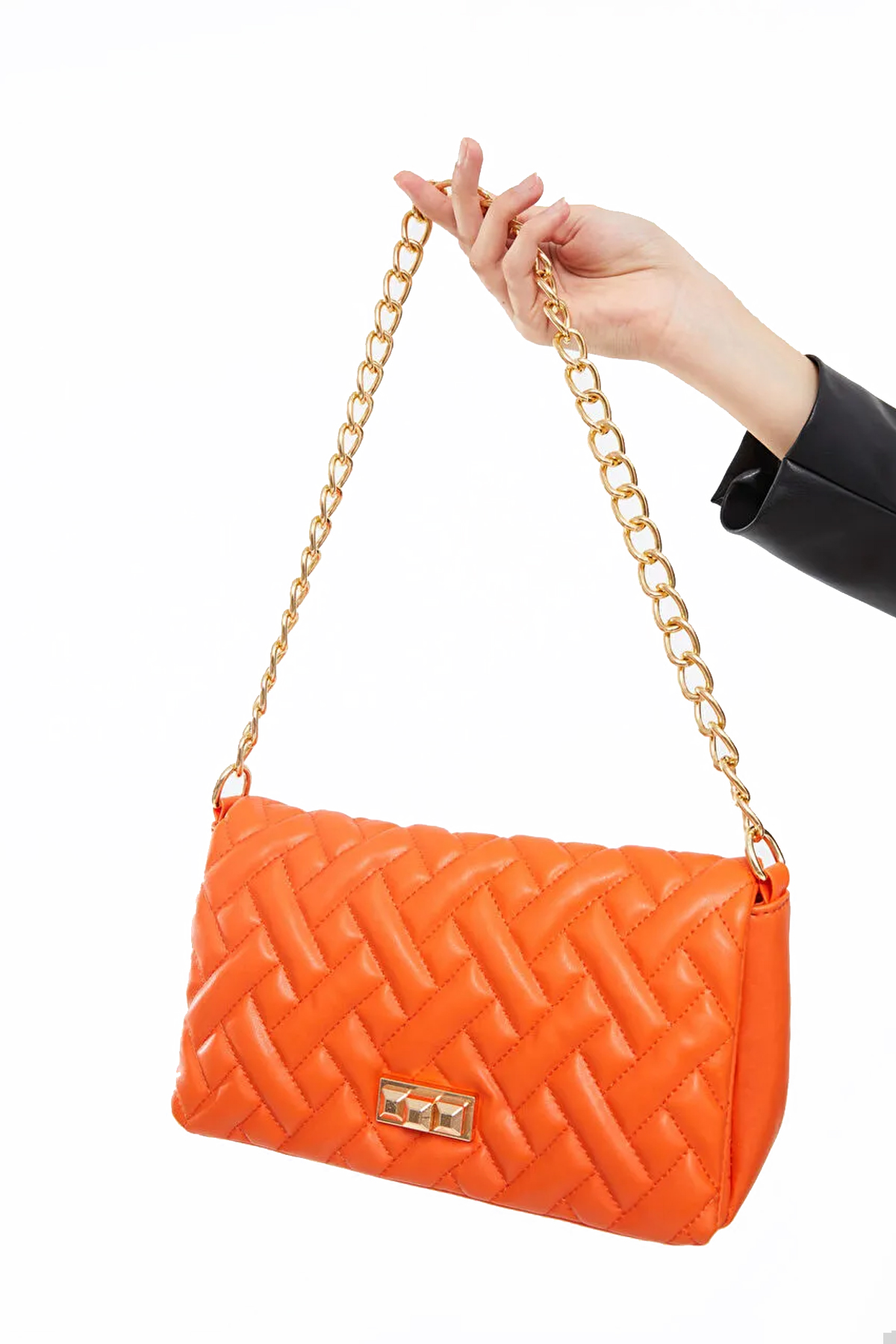 LWE10726-GmsGriTalhaLuwwe Bag'sKadın Zincir Askılı Kapitoneli Baget Çanta (10726)